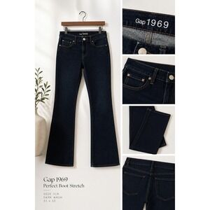 Gap 1969 Perfect Boot Stretch Jeans Womens Size 31R Dark Wash 31x32 Classic